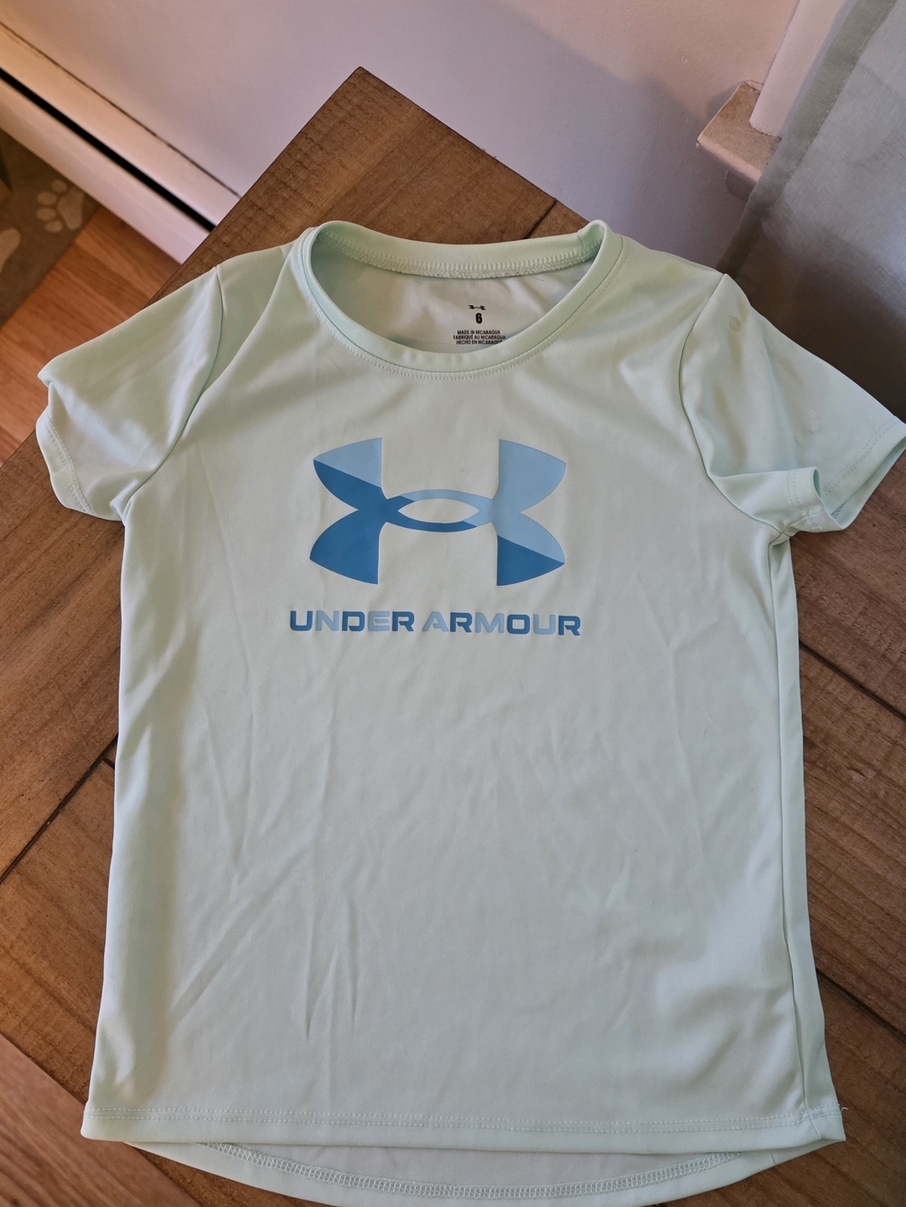 Under Armour Mint Green Short Sleeve Tee with Blue Logo